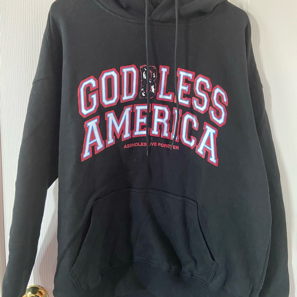God Bless America A.L.F. A*holes Live Forever Linda Fine gold Hoodie Sweater